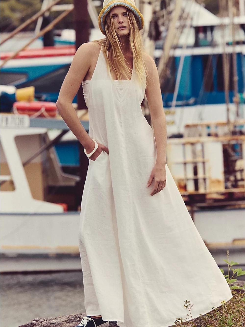 NWT Free People Sandshell Linen Easy Does It Maxi Dress/XS